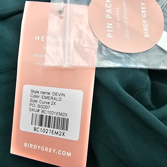 Birdy Grey Womans size 2X Curve Devin Chiffon Formal Maxi Dress Gown Emerald NEW - Picture 7 of 10